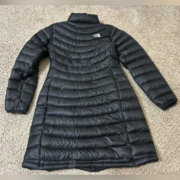 The North Face 700 Women's Black Puffer Trench Coat Jacket Size Small Full Zip S - Picture 11 of 15